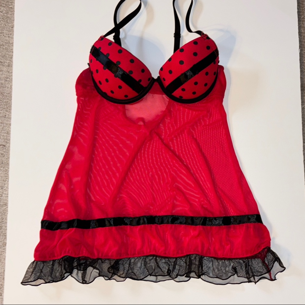 Red and Black Polka Dot Lingerie